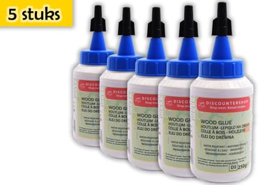 Houtlijm 1250 ml 5 stuks in de verpakking- Montagekit houtlijmen - Lijm voor hout 250 ML per tube
