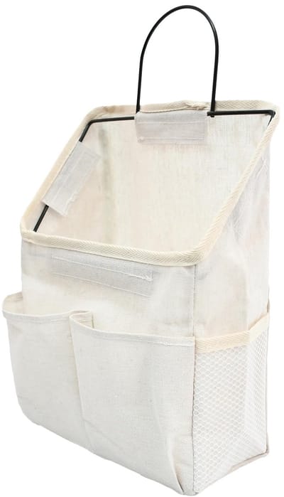 Wandhangende opbergtas, opvouwbaar, van linnen, wandopbergtas, hangende tas met zakken, minimalistische stijl, voor slaapkamer, slaapkamer, hal, badkamer, kantoor, keuken