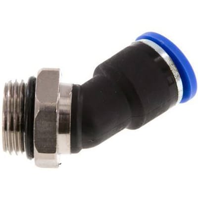 10mm x G3/8'' 45 graden L-verbinding Messing/PA 66 Insteekfitting Buitendraad NBR [2 Stuks]