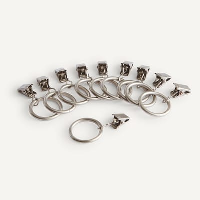 10x Gordijnringen met klemmen - RVS - 4 cm diameter - 10 stuks - Zilverkleurig - Jonyx