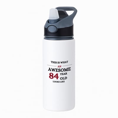 Hacebo® - This is what an awesome 84 year old looks like waterfles met rietje zwart - iemand die 84 jaar is geworden - de jarige - verjaardagscadeau - kado - geschenk - gift - leuke verjaardagscadeau - felicitatie - water fles - 650ML