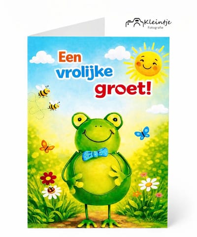 Kikker wenskaart – Een vrolijke groet | Kleintje Fotografie l blanco l zomaar
