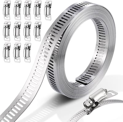 3 M metalen klem, 12 stuks verstelbare slangklemmen, 304 roestvrijstalen klem voor tank/auto/gas/vaatwasser/tuin| Cyslmuk®