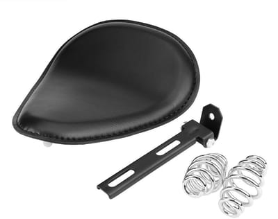 Dailygoods- Motorfiets Zadel Gemaakt van Leer - Zwart - Beugel/Steun - Voor Chopper/Bobber - Afmetingen 31x25cm - Eenvoudige Installatie - Motorstoel