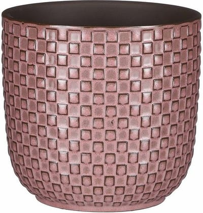 Mica Decorations Plantenpot Daan - keramiek roze - D13.5 cm - H13 cm - stijlvol patroon