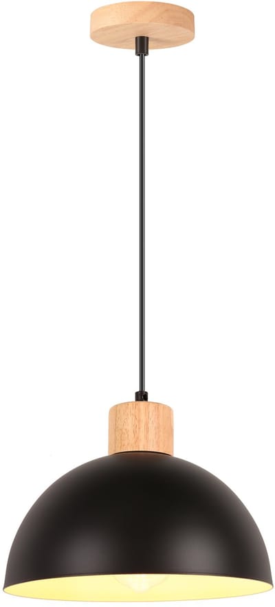 Modern Hanglamp E27 Kroonluchter 25cm Plafondlamp voor Slaapkamer Woonkamer Keuken Zwart