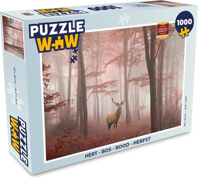 Puzzel Hert - Bos - Rood - Herfst - Legpuzzel - Puzzel 1000 stukjes volwassenen
