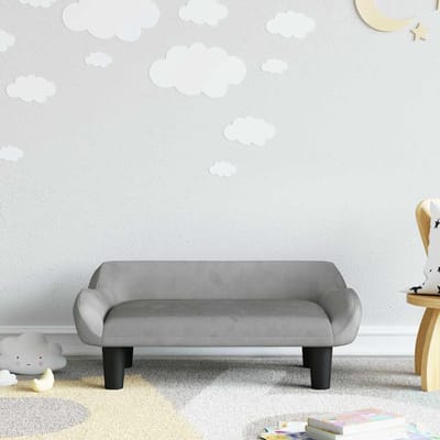 Kinderbank - Minisofa kindermeubel - Ontspannen en spelen - Zacht fluwelen bekleding - 70 x 40 cm - Lichtgrijs