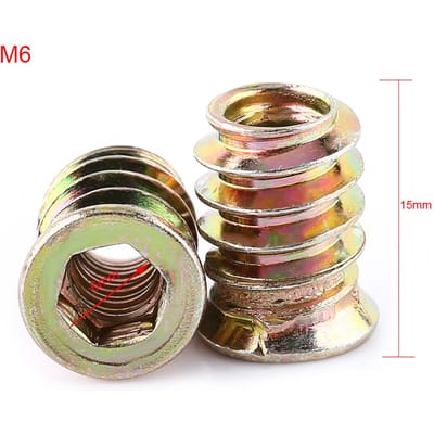 Écrous filetés à six pans creux en acier au carbone pour meubles en bois (M10*25mm)