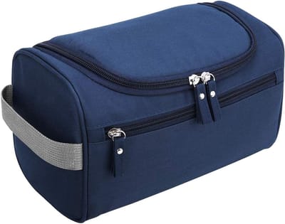 Famanu - Toilettas voor op reis, toilettas om op te hangen, voor heren en dames, met mesh en ritsvak, groot, waterdicht, voor koffer, handbagage, voor mannen en vrouwen, blauw, Small