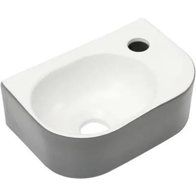 Differnz Fonteinset Lina - Keramiek - Grijs/hoogglans Wit - 34x32x14cm