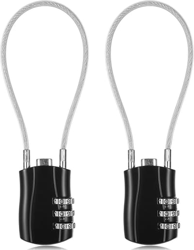 2-pack bagagesloten - slot - cijferslot - hangslot - waterdichte kluissloten - RVS - zwart