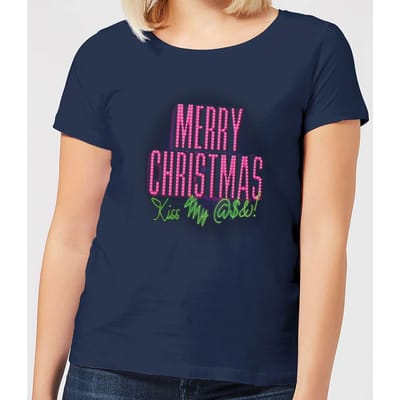 National Lampoon Merry Christmas (Kiss My @$$) Women's Christmas T-Shirt - Navy - S