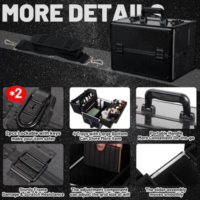 Make-up Koffer - Cosmetica Organizer - Opslag en Transport - Afsluitbaar met Sleutel - 38 x 24 x 25 cm