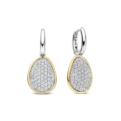 TI SENTO Dames Oorbellen - 925 zilver - Zirkonia met geel verguld - 78027ZY