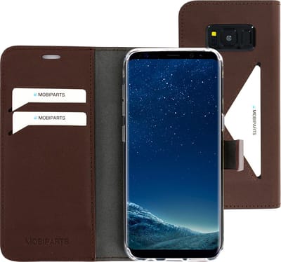 Mobiparts hoesje geschikt voor Samsung Galaxy S8 - Wallet/Boekhoesje - Eco Leer - Magneet Sluiting - Opberg vakken - Bruin