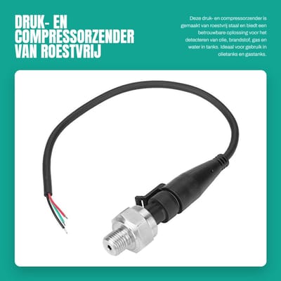 Dailygoods- Drukzender Roestvrij Staal - Analoge Sensor - Overspanningsbeveiliging - Olietanks/Gastanks/Dieseltanks - Nauwkeurigheid 1% FS - G1/4" Schroefdraad - Druktransmitter