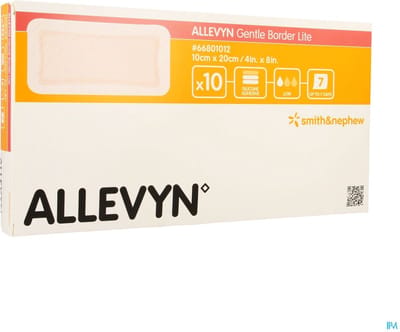 Smith & Nephew - Pleister - Wondzorg - Verband - Allevyn Gentle Border Lite - 10,0 x 20,0cm - 10 stuks per doos