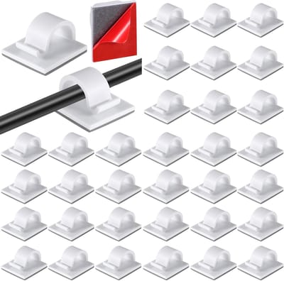 120 stuks Kabelclips Zelfklevend - Draadclips Kabel Organizer - Kabelbeheer Houder voor Thuis Kantoor Auto Bureau Bedzijde Buitenverlichting Wit Groot