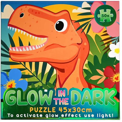 Johntoy Glow in the Dark puzzel dino - 50 stukjes kinderpuzzel.
