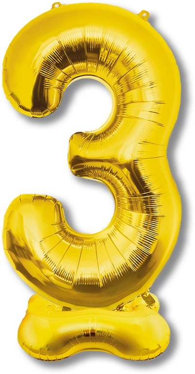 BTH – XXL Folieballon Cijfer 3 – Goud – 1,5 meter – Feest Decoratie – Helium – Verjaardag Versiering – Zelf staand