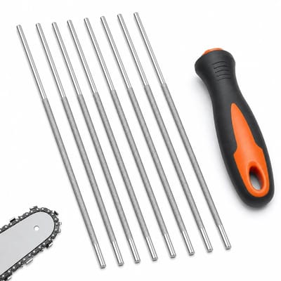 Vijl, ronde vijl van staal, kettingzaagvijlen met 1 handvat, vijl voor het slijpen van kettingzaag, geschikt voor 12/14/16 inch MS170 MS180 MS182, gereedschap voor