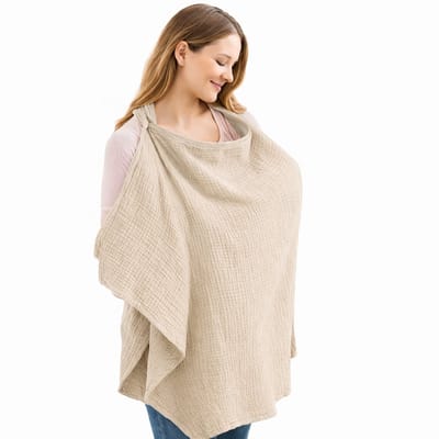 Nifkos - Premium Borstvoedingsdoek – Voedingsdoek voor Borstvoeding – Ademend Mousseline Katoen – Discreet Voeden – Beige - ~Draagzak