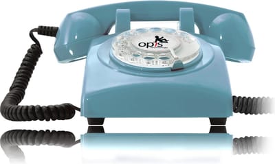 Opis 60's Retro telefoons - met draaischijf - mechanische rinkelbel - azuurblauw