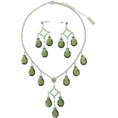 Behave – Statement Sieradenset – Olijfgroen Mosgroen Sage Green – Zilverkleur – Elegant – Nikkelvrij