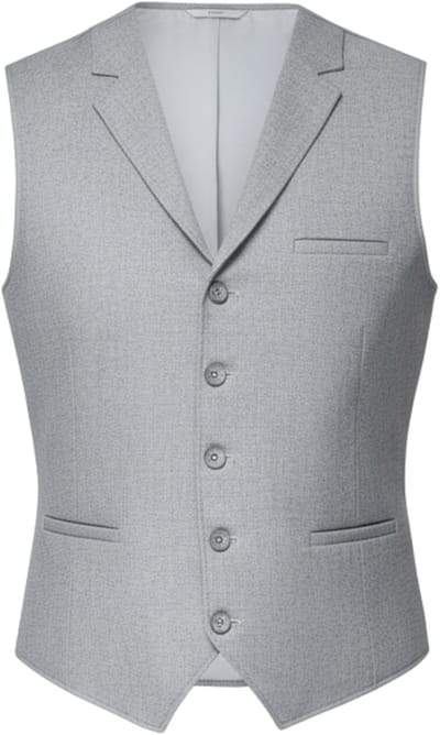 OMBRE Gilet - Regular Fit - Knopen - Effen Lichtgrijs S