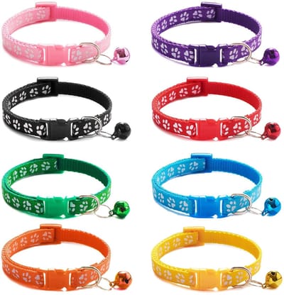 Dailygoods- Puppyhalsbanden 8 stuks - Verstelbare Halsband - Veiligheidsgesp - Nylon - Reflecterende Kraag - D-ring voor ID-tag