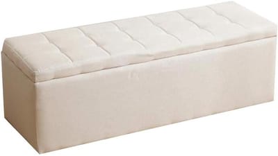 Opbergbank met Zitting - Ottomaanse kruk - Schoenen wisselen - Verborgen opbergruimte - 80x40x40cm - Wit