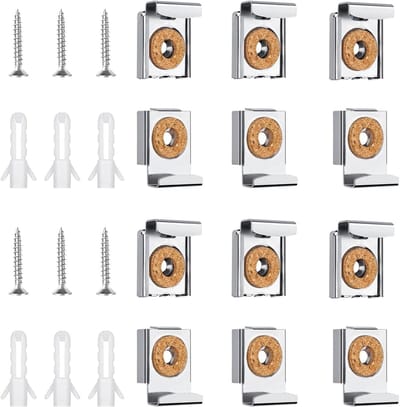 Duurzame Spiegelbeugels Set van 12 Stuks - Sterke Spiegelclips voor Glas en Spiegels met Pluggen en Schroeven