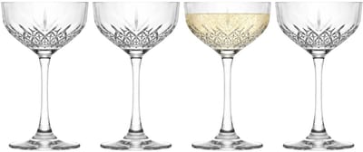 Pasabahce Champagneglazen Timeless - 4x - 250 ml - kristalglas - coupe glazen