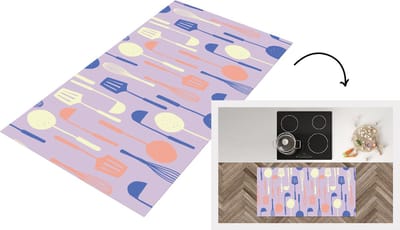 Keukenloper - Loper keuken - Patronen - Keukengerei - Spatel - Garde - 120x60 cm - Keukenloper vinyl