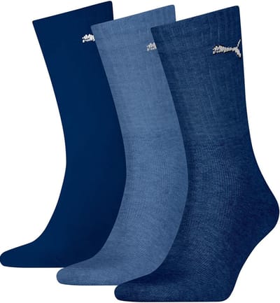 3-paar Crew sport sokken - Light - Ademende sport sokken dames & heren - Zwart - Wit - Blauw - 42