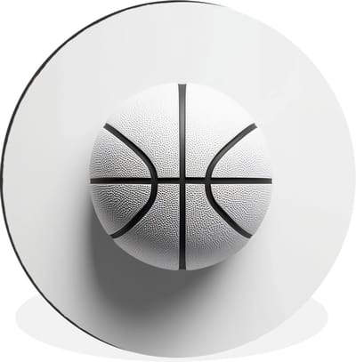WallCircle - Wandcirkel - Muurcirkel - Basketbal - Wit - Schaduw - Lijnen - Aluminium - Dibond - 30x30 cm - Binnen en Buiten