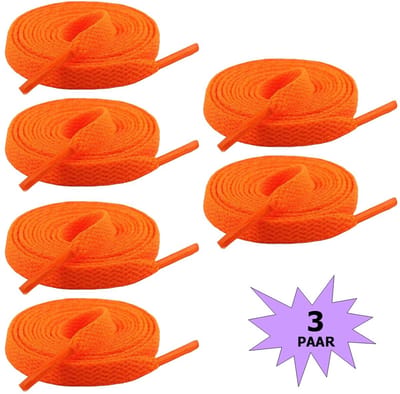 Fako Fashion - Schoenveters - Veters - Plat - 8mm - 120cm - 3 Paar - 6 Stuks - Oranje