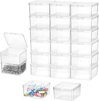 18-delige Set Kleine Vierkante Opbergdozen, PP Opbergdozen voor Sieraden, Kralen en Kleine Voorwerpen, 65 x 65 x 35mm