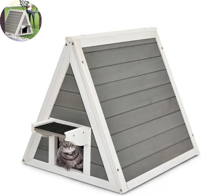 Kattenhuis - Voor buiten - Hok - Kooi - Bench - Ren - 1 verdieping - Weerbestendig - Duurzaam - Grijs