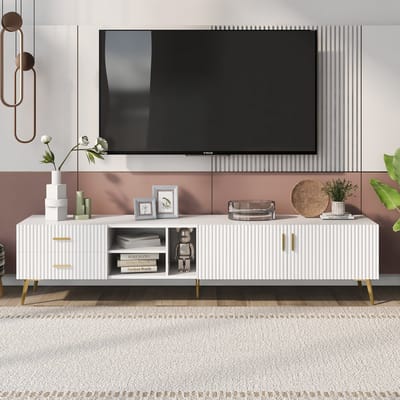 TV-Meubel - Lowboard voor TV tot 75 Inch - Entertainment Center - MDF - Wit