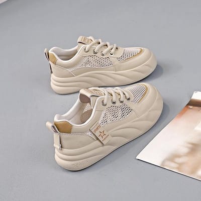 Nieuwe Dad Shoes Dames Veelzijdige Platform Casual Sportschoenen Student Sport Mode Ademend Durian Zool Damesschoenen 40 beige