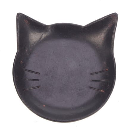 Schaaltje Kat zwart 9,5x11x3,5cm - Meander - theetip- theezakhouder