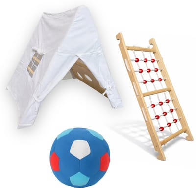 Dastium Kids Add-on - Klimnet voor Dastium Klimrek - Tipi Tent - Pluche Bal - Montessori Speelgoed - Naturel