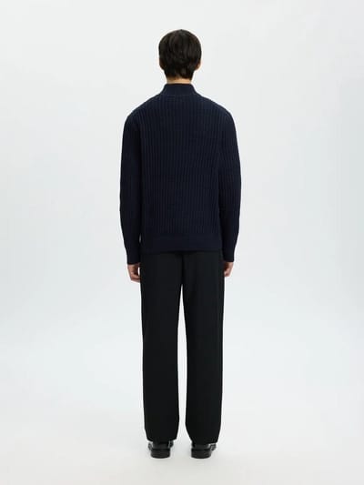 Selected Homme Tom LS Knit Structure Half Zip Sky Captain