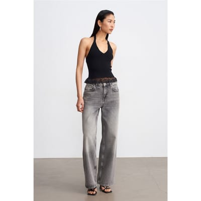 Mouwloze Geribbelde Haltertop Blouse