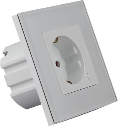 Wandcontactdoos Smart WiFi - Viron Wimo - Inbouw - 1-voudig - Randaarde - Incl. Glazen Afdekraam - Wit