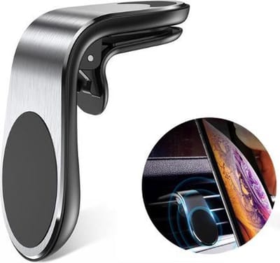 DrPhone MC1 Universele Ventilatie Autohouder 360 ° rotatie beweging – Air vent  Voor Smartphones + 3M metalen plaat extra sterk - Zilver voor iPhone 13 / 12 / Samsung S21 / Note 20