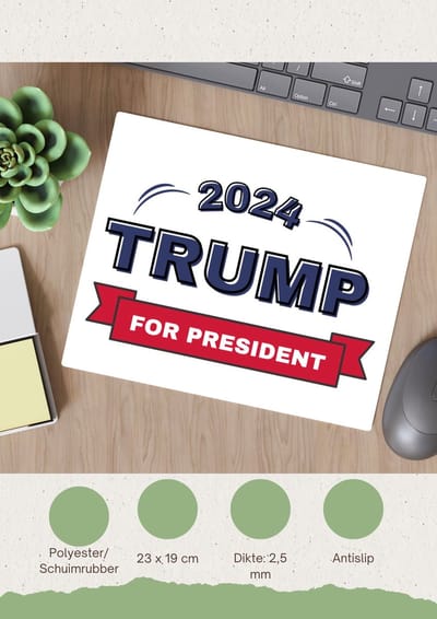 Akyol - trump for president 2024 Muismat - President - trump aanhangers - verjaardagscadeau - support - kado - 23 bij 19 cm