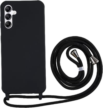 Coverup Hoesje - Geschikt voor Samsung Galaxy A14 Hoesje - Coverup Siliconen Back Cover met Koord - Zwart